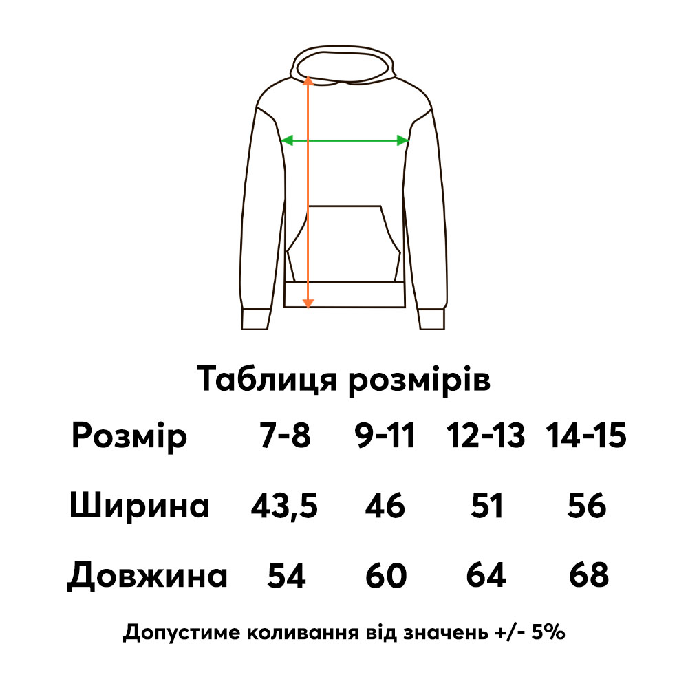 Дитяче худі Fruit of the loom Premium Hooded Sweat Сірий меланж - Зображення 2