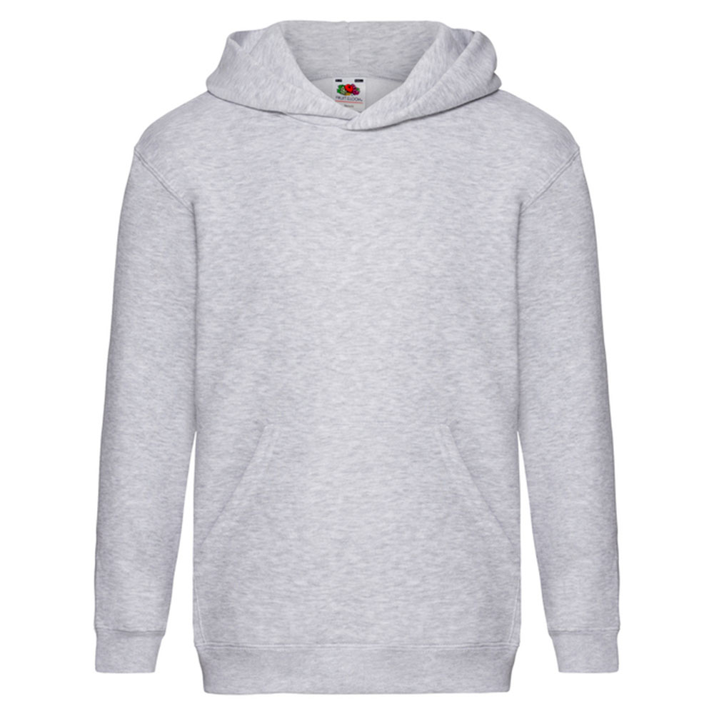 Дитяче худі Fruit of the loom Premium Hooded Sweat Сірий меланж