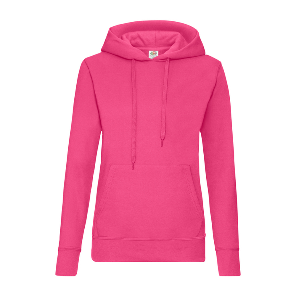 Жіноче худі Fruit of the loom Classic Hooded Sweat Малинове
