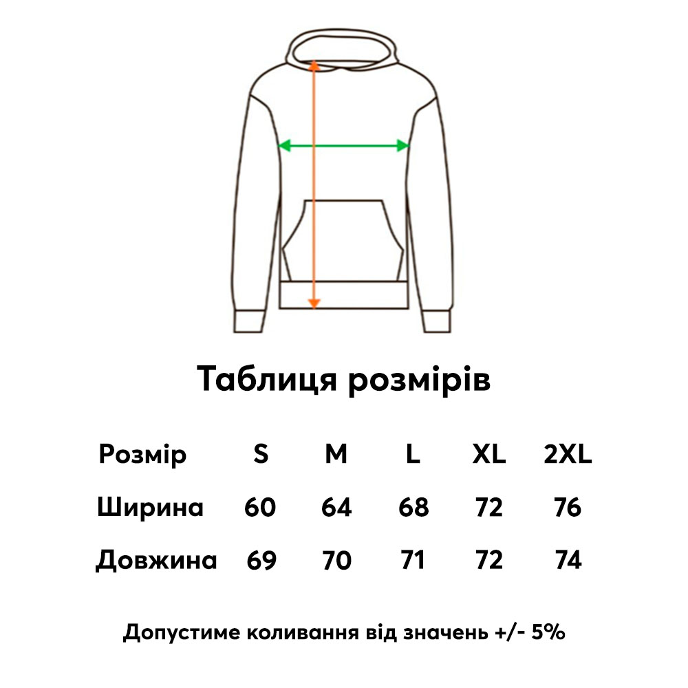 Оверсайз худі JHK таблиця розмірів